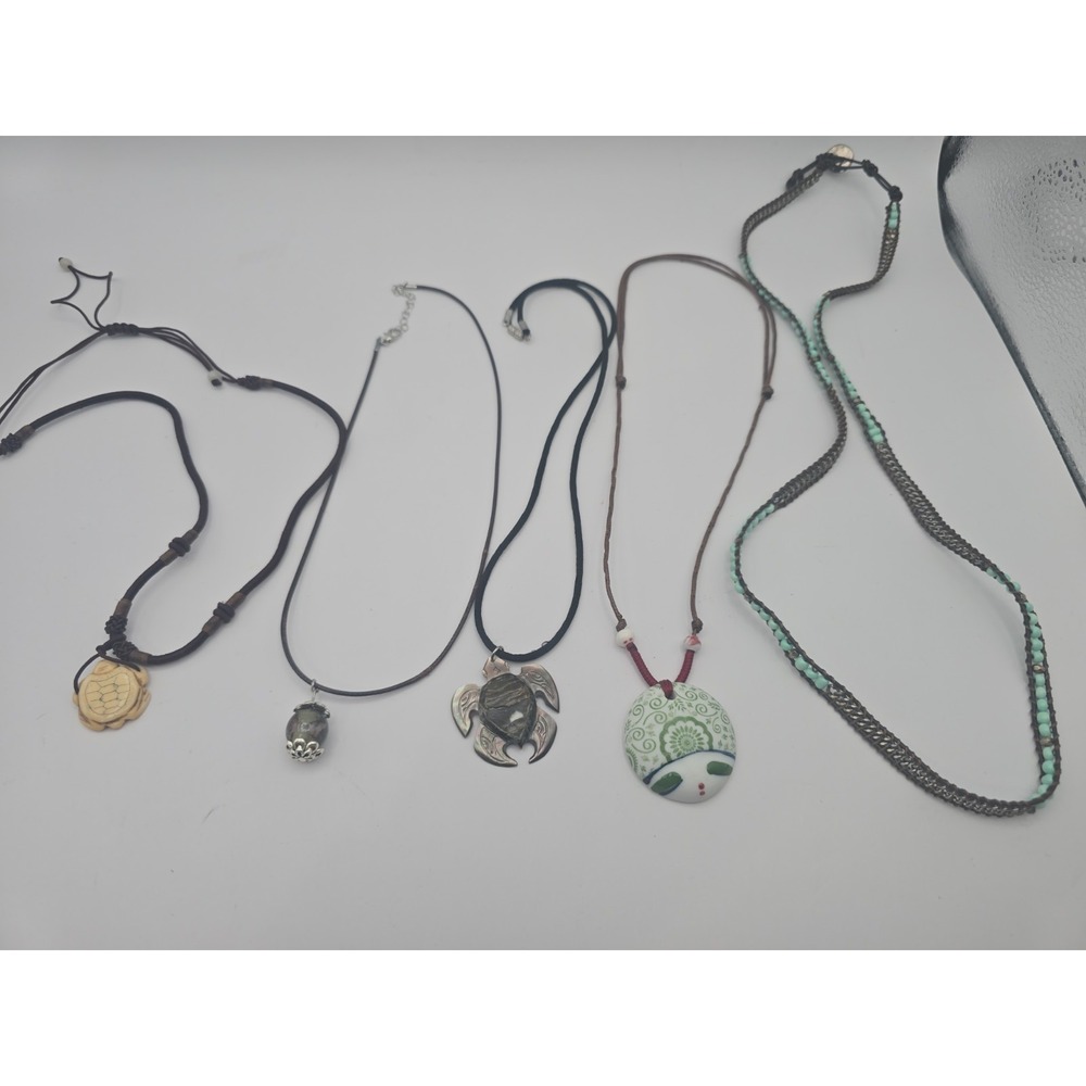 Hawaiian 5 Necklaces Turtle Beads Mixed Lengths & Designs